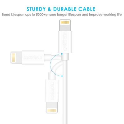 Дата кабель USB 2.0 AM to Lightning 1.8m 2.1A MFI White Choetech (IP0027-WH)