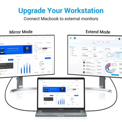 Кабель мультимедійний USB-C to HDMI M 2.0m V2.0 4K 60Hz black Vention (CRBBH)