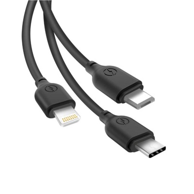 Дата кабель USB 2.0 AM to Lightning + Micro 5P + USB-C 1.0m 2.1A black XO (NB103-3in1-1-BK)
