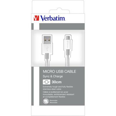 Дата кабель USB 2.0 AM to Micro 5P 0.3m silver Verbatim (48865)