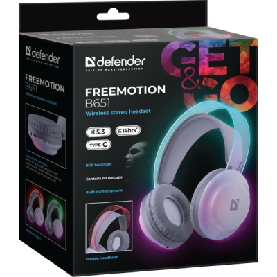 Навушники Defender FreeMotion B651 Bluetooth RGB White (63651)