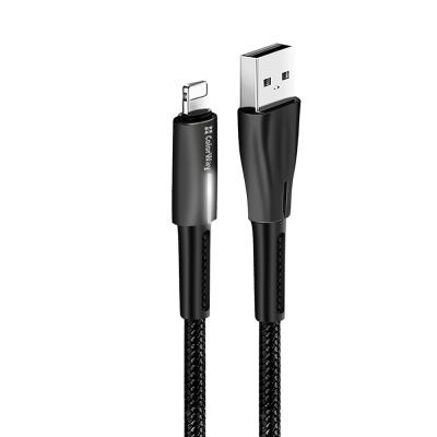 Дата кабель USB 2.0 AM to Lightning 1.0m zinc alloy + led black ColorWay (CW-CBUL035-BK)