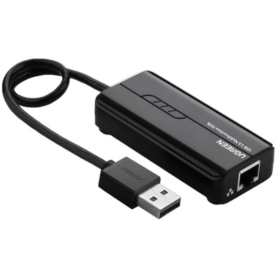 Концентратор Ugreen USB 3.0 Type A to 3xUSB 2.0 + RJ45 1000M Ethernet black (20264)