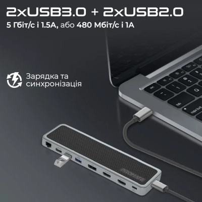 Концентратор Promate USB Hub 12 ports apexhub-mst.grey (apexhub-mst.grey)