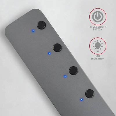 Концентратор AXAGON USB 3.1 to 4xUSB 3.0 0.2m switch black (HUE-MSA)