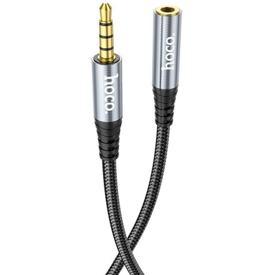 Кабель мультимедійний 3.5mm M to 3.5mm F 2.0m Gray HOCO (6931474762160)