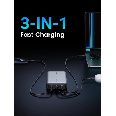 Концентратор Ugreen USB-C to HDMI + 2xUSB 3.2 + USB-C 3.2 + RJ45 + PD CM512 gray (45000)