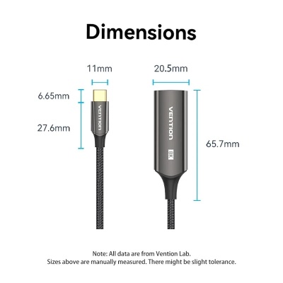 Кабель мультимедійний USB-C to DisplayPort M 0.25m 8K black Vention (CRGBC)