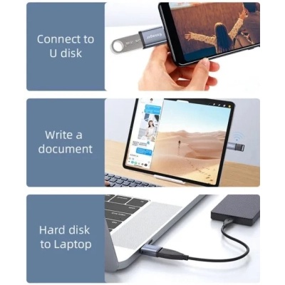 Перехідник OTG USB 3.0 AF to USB-C M gray Essager (EZJAC-SRA0G)