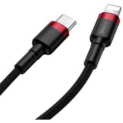 Дата кабель USB-C to Lightning 1.0m Cafule PD 20W red+black Baseus (CATLKLF-91)