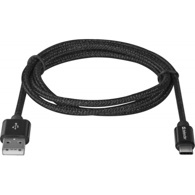 Дата кабель USB 2.0 AM to Type-C 1.0m USB09-03T PRO Black Defender (87814)