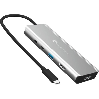 Концентратор J5create USB-C 7-in-1 USB 3.2 + USB-C PD + HDMI 4K + DisplayPort + SD/TF gray (JCD401-N)