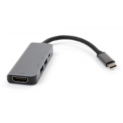 Концентратор Vinga Type-C to 4K HDMI+2*USB3.0+Type-C PD aluminium (VCPATC2PDU3HIGR)