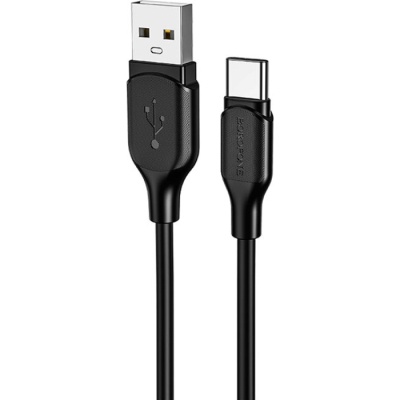 Дата кабель USB 2.0 AM to USB-C 1.0m 3A silicone BX42 black BOROFONE (6931474736765)