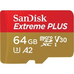 Карта памяти SANDISK 64GB microSDXC class 10 UHS-I U3 A2 Extreme Plus V30 (SDSQXBZ-064G-GN6MA)