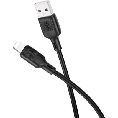 Дата кабель USB 2.0 AM to Lightning 1.0m Lenny silicone BX113 black BOROFONE (6941991115394)