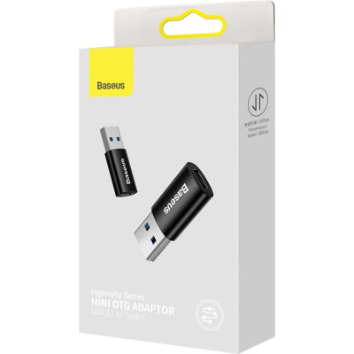 Перехідник USB 3.1 M to USB-C F black Baseus (ZJJQ000101)