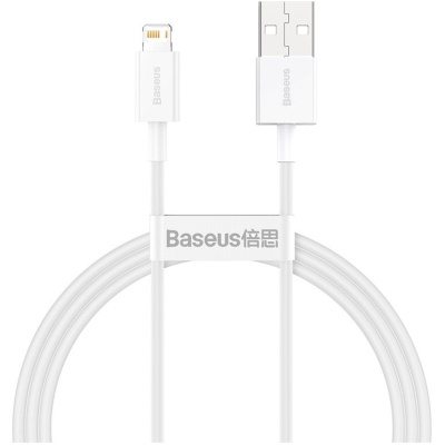 Дата кабель USB 2.0 AM to Lightning 1.0m 2.4A white Baseus (CALYS-A02)