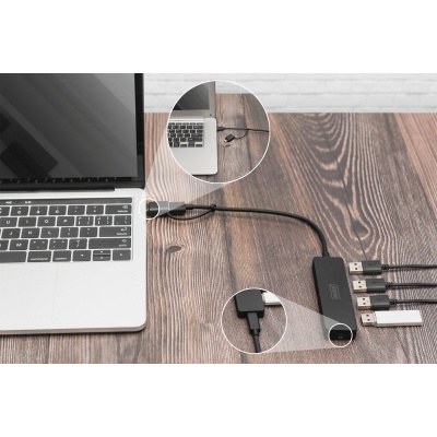 Концентратор Digitus USB-C + USB-A to 4xUSB-A 0.2m black (DA-70235)