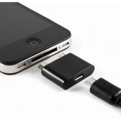 Переходник Apple 30 PIN to Micro USB F Lapara (LA-iPhone4-30Pin-MicroUSB black)