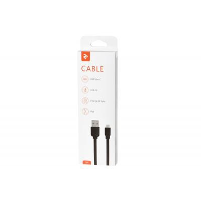 Дата кабель USB 2.0 AM to Type-C 1.0m Flat Single Molding Type, Black 2E (2E-CCTPVC-1MBL)
