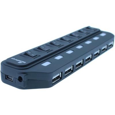 Концентратор Mediarange USB 2.0 hub 1:7, bus-powered, black (MRCS504)