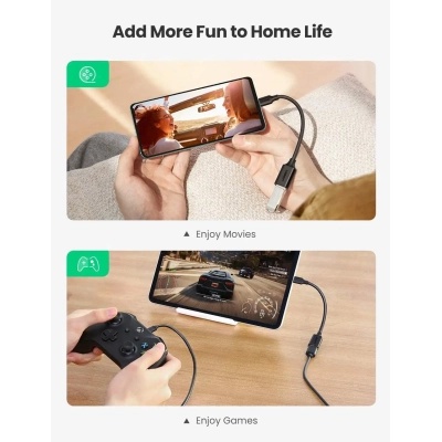 Перехідник OTG USB 3.0 AF to USB-C US154 black UGREEN (30701)