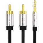 Кабель мультимедійний 3.5mm M to 2xRCA M 1.0m black Vention (BCFBF)