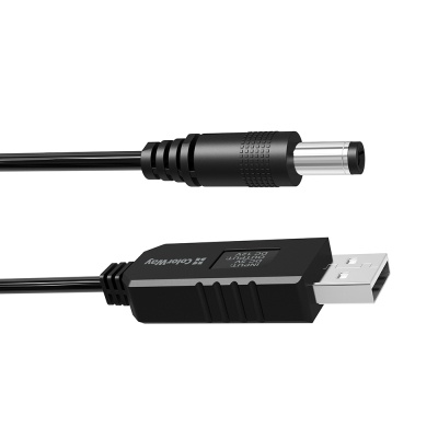 Кабель живлення USB to DC 5.5x2.5mm 12V 1.0m black ColorWay (CW-CBUD067-BK)