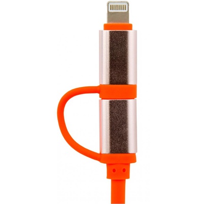 Дата кабель LogicPower 2 в 1 USB 2.0 -> micro USB -> Lightning Or 1м оранжевый /Ret (4105)