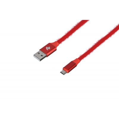 Дата кабель USB 2.0 AM to Micro 5P 1.0m Fur red 2E (2E-CCMTAC-RED)