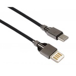 Дата кабель USB 2.0 AM to Type-C 1.0m 2-sides usb nylon black Vinga (VCPDCTC2SNB1BK)