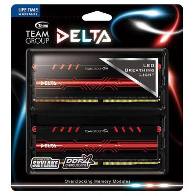 Модуль памяти для компьютера DDR4 16GB (2x8GB) 3000 MHz Delta Red LED Team (TDTRD416G3000HC16CDC01)
