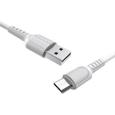 Дата кабель USB 2.0 AM to Micro 5P 1.0m 2A PVC BX16 white BOROFONE (6957531099482)