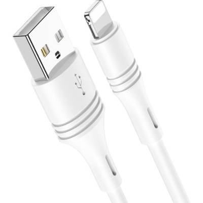 Дата кабель USB 2.0 AM to Lightning 1.0m 2.4A PVC BX43 white BOROFONE (6931474735584)