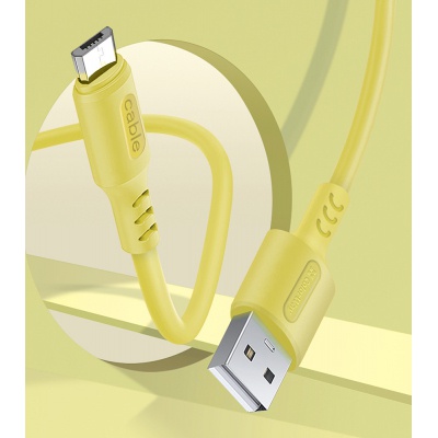 Дата кабель USB 2.0 AM to Micro 5P 1.0m soft silicone yellow ColorWay (CW-CBUM043-Y)