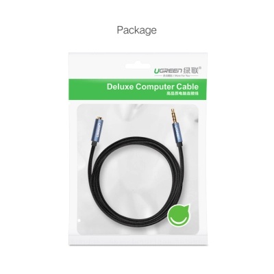 Кабель мультимедійний 3.5mm M to 3.5mm F 2.0m AV118 blue Ugreen (40675)