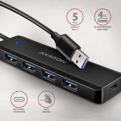 Концентратор AXAGON USB 3.1 to 4xUSB 3.0 black (HUE-C1A)