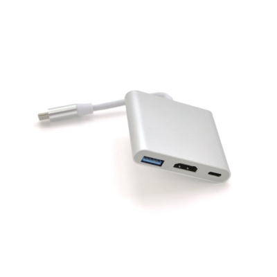 Концентратор Voltronic USB-C 3-in-1 USB 3.0 + USB-C + HDMI 0.1m 4K/2K silver (YT-C-T-C(M)/HDMI(F)/USB3)