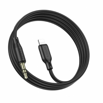 Кабель мультимедійний Lightning to 3.5mm M 1.0m silicone black BOROFONE (6941991101045)