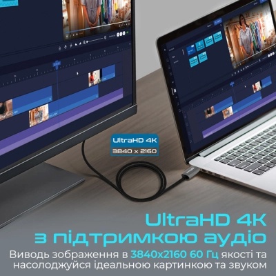 Кабель мультимедійний DisplayPort to HDMI prolink-dp200.black Promate (prolink-dp200.black)