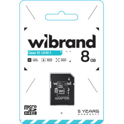 Карта пам'яті Wibrand 8GB microSD class 10 (WICDHC10/8GB-A)