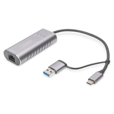 Перехідник USB-C + USB 3.0 to RJ45 2500Mbps Ethernet Digitus (DN-3028)