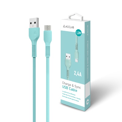 Дата кабель USB 2.0 AM to Micro 5P 1.2m AL-CBCOLOR-M1MT Mint ACCLAB (1283126518140)