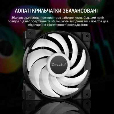 Кулер для корпуса Zezzio ZC-120 SRGB 3 in 1 Ki