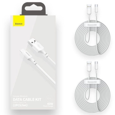 Дата кабель USB 2.0 AM to USB-C 1.5m 5A Simple WisdomKit (2PCS) white Baseus (TZCATZJ-02)