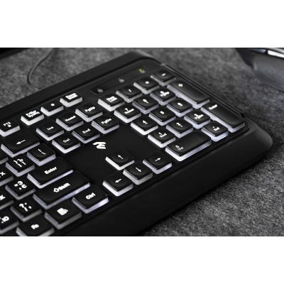 Клавіатура 2E KS120 White backlight USB Black (2E-KS120UB)