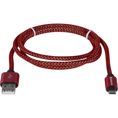 Дата кабель USB 2.0 AM to Micro 5P 1.0m USB08-03T red Defender (87801)