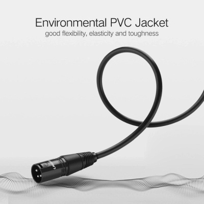 Кабель мультимедійний XLR M to XLR F 3.0m AV130 black UGREEN (20711)