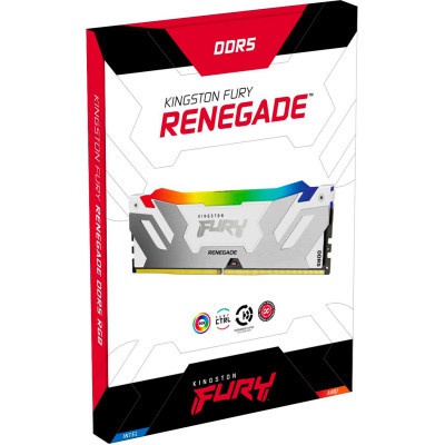 Модуль пам'яті для комп'ютера DDR5 32GB 6400 MHz Renegade RGB White Kingston Fury (ex.HyperX) (KF564C32RWA-32)